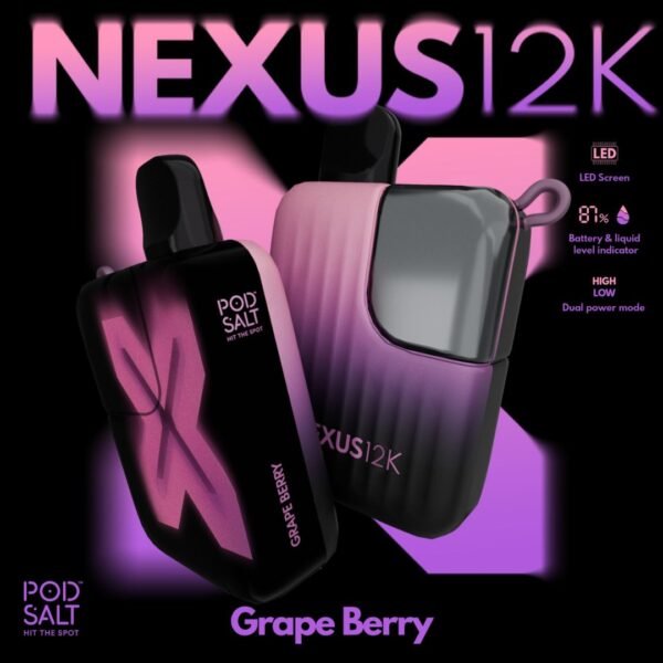 New Pod Salt Nexus 12000 Puffs Grape Berry Disposable Vape in Dubai